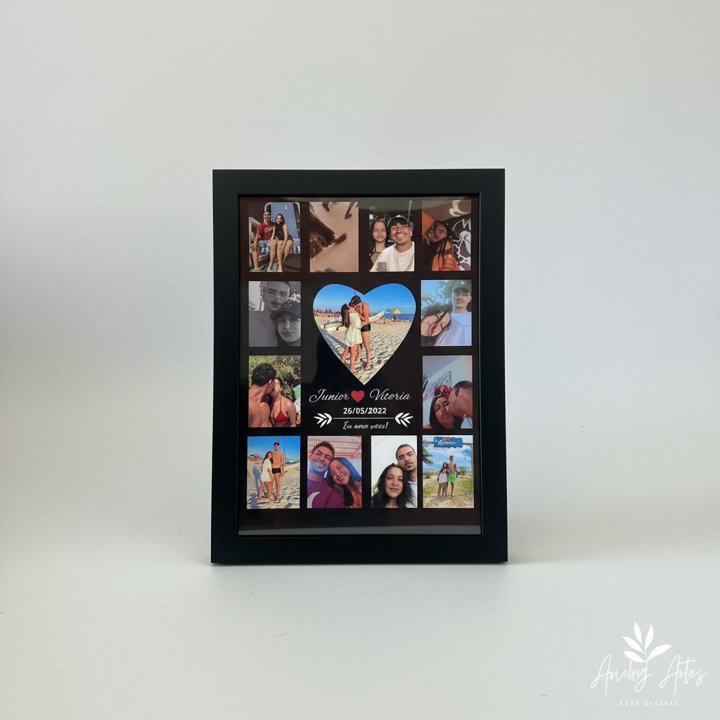 Personalized Heart Photo Collage Frame - Custom Couple Gift