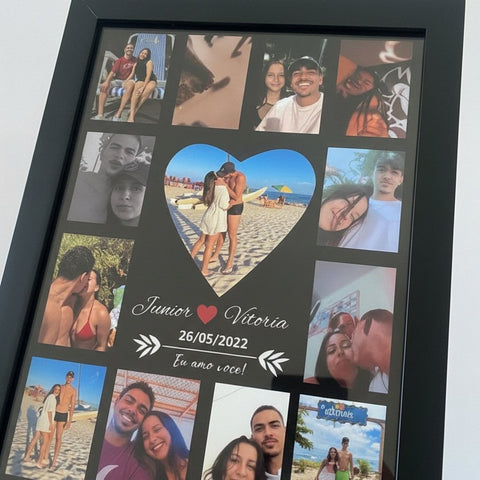 Personalized Heart Photo Collage Frame - Custom Couple Gift