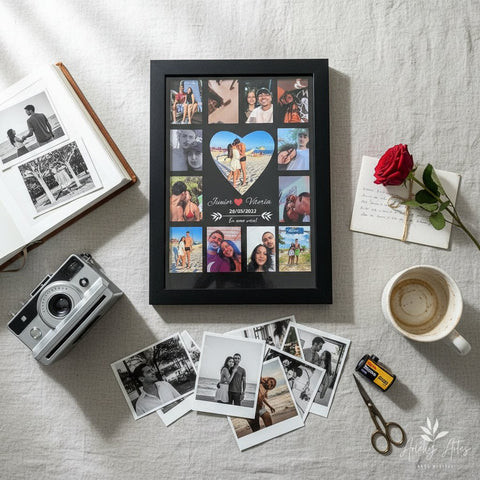 Personalized Heart Photo Collage Frame - Custom Couple Gift
