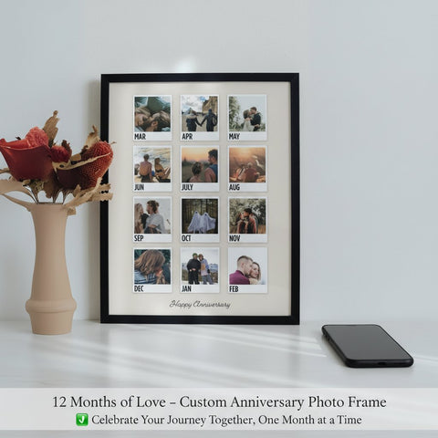 Personalized '12 Months of Love' Photo Frame | Anniversary Gift