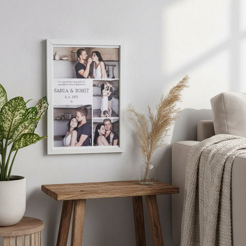 Personalized Couple Photo Frame – Custom Photo Collage & Date Gift