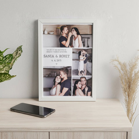 Personalized Couple Photo Frame – Custom Photo Collage & Date Gift