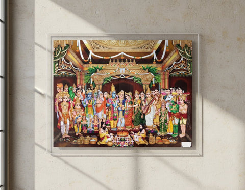 Divine Rama Sita Wedding Acrylic Frame – Sacred Hindu Art for Puja Room & Home Decor | 16x24, 20x30, 24x36 Inch