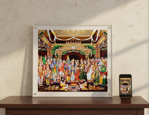Divine Rama Sita Wedding Acrylic Frame – Sacred Hindu Art for Puja Room & Home Decor | 16x24, 20x30, 24x36 Inch