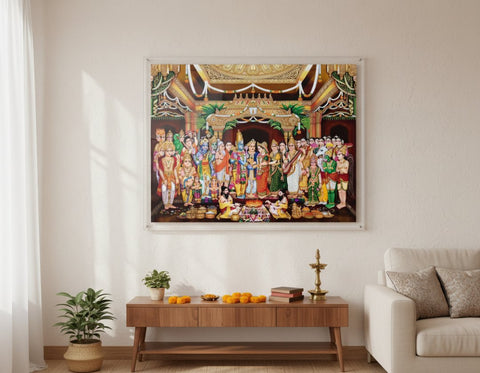 Divine Rama Sita Wedding Acrylic Frame – Sacred Hindu Art for Puja Room & Home Decor | 16x24, 20x30, 24x36 Inch