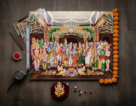 Divine Rama Sita Wedding Acrylic Frame – Sacred Hindu Art for Puja Room & Home Decor | 16x24, 20x30, 24x36 Inch