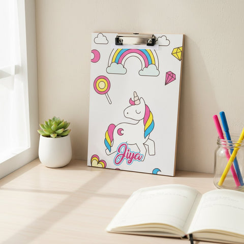 Personalized Unicorn Exam Board - Custom Name Clipboard for Kids