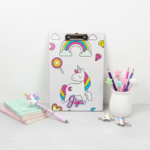 Personalized Unicorn Exam Board - Custom Name Clipboard for Kids