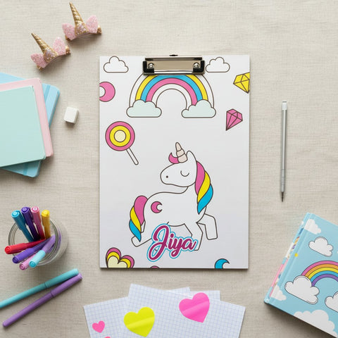 Personalized Unicorn Exam Board - Custom Name Clipboard for Kids