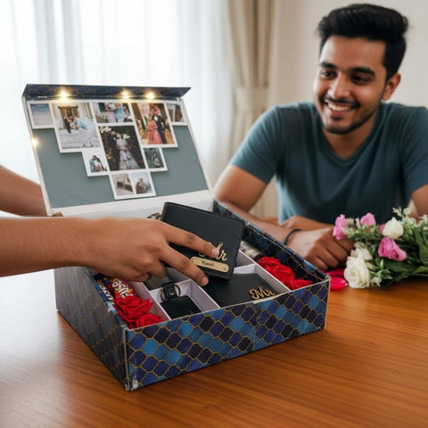 Personalized Men's Gift Hamper | Custom Flask, Wallet & Mug