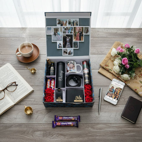 Personalized Men's Gift Hamper | Custom Flask, Wallet & Mug