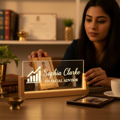 LED Acrylic Name Plate for Financial Advisors – Custom Desk Sign