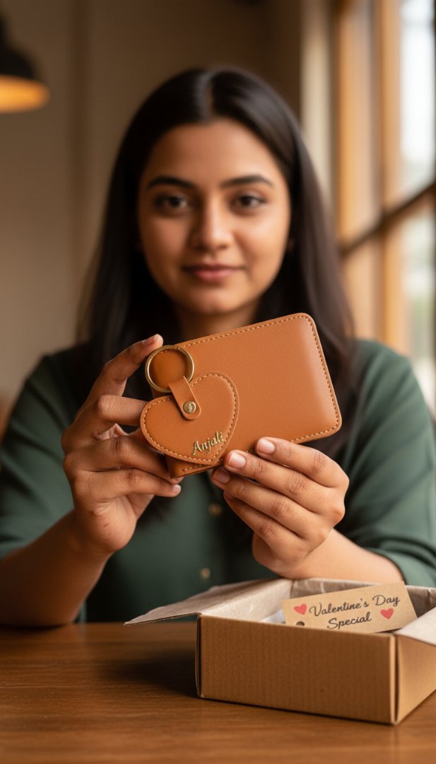 Personalized Wallet & Heart Keychain Gift Set | Custom Name