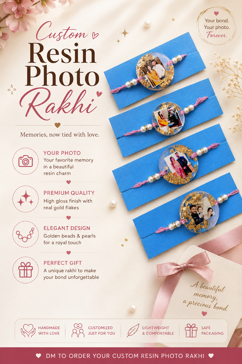 Custom Resin Rakhi with Photo – Unique Designer Rakhi for Brothers