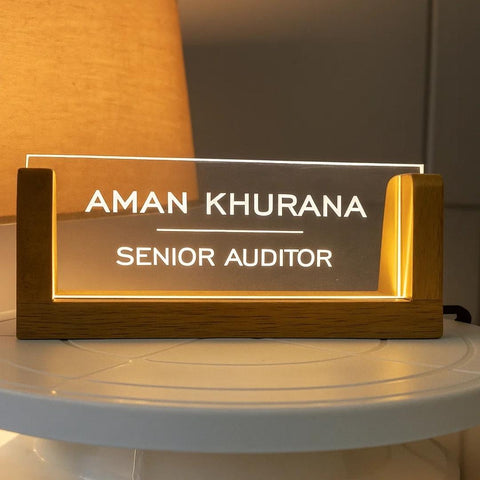 Custom LED Acrylic Nameplate for Senior Auditor | Desk Name Sign