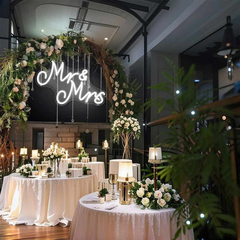 Mr and Mrs Neon Sign for Wedding Decor
