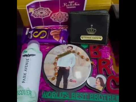 Premium Rakhi Gift Set|Customizable BRO Table Top|Personalized Rakhi Gifts for Brother|Rudraksh Rakhi with Gifts