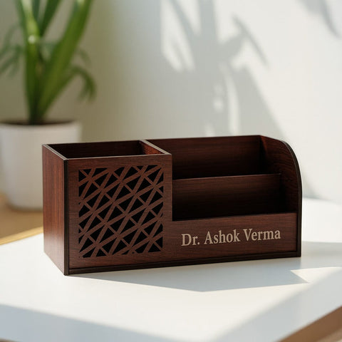 Personalized Wooden Desk Organizer