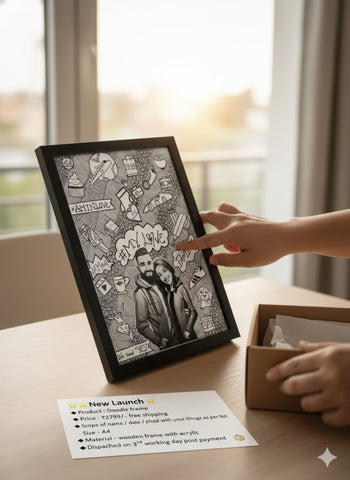 Custom Personalized Doodle Frame A4 | Unique Couple & Family Art Gift