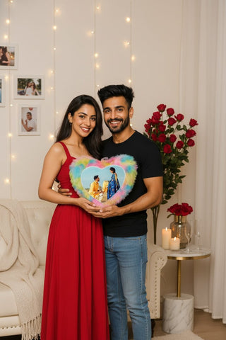 Custom Photo Heart Fur Cushion | Personalized Gift for Valentine's