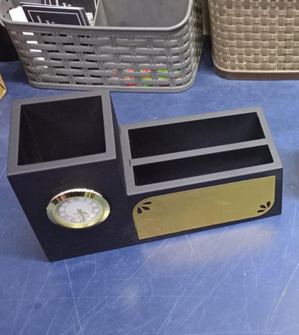 Personalized Pen stand| Pen case with clock|Customized pen stand