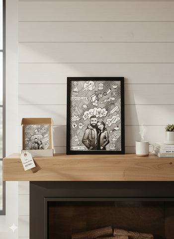 Custom Personalized Doodle Frame A4 | Unique Couple & Family Art Gift