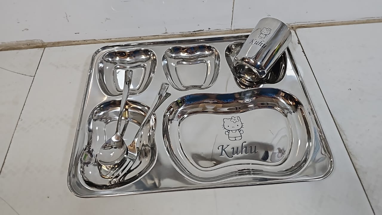 Personalized Kid's Steel Thali Set | Gift for kids | Birthday gifts | Kids special gift | Best gift for kid | Return kids | Birthday gifts | Customise Thali set