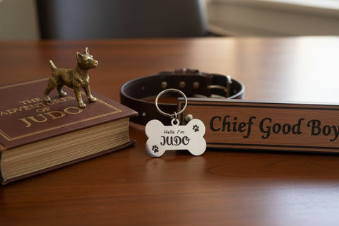 Personalized Bone Pet Keychain - Custom Engraved Dog Tag