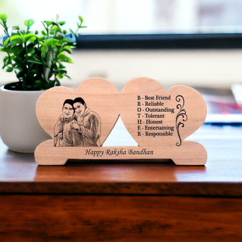 Double Heart sketch Frame for rakshabandan - BBD GIFTS