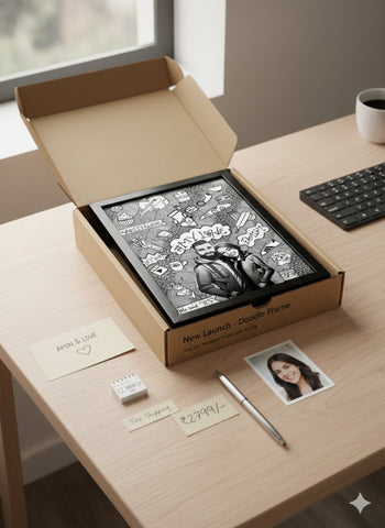 Custom Personalized Doodle Frame A4 | Unique Couple & Family Art Gift