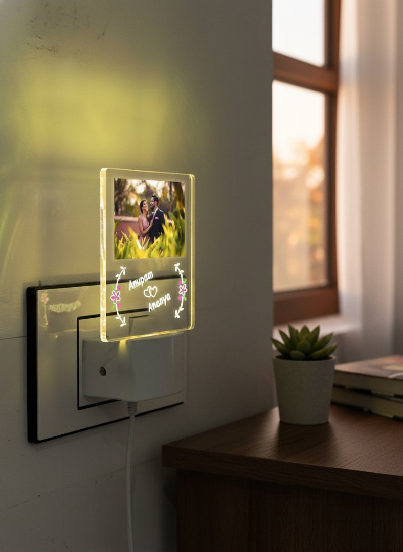 Custom Photo Acrylic Plug Lamp | Personalized LED Night Light Gift