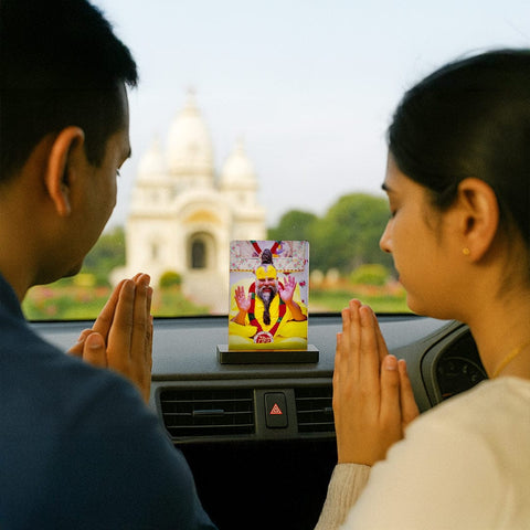 Acrylic frame for Premanand Ji Maharaj's car dashboard