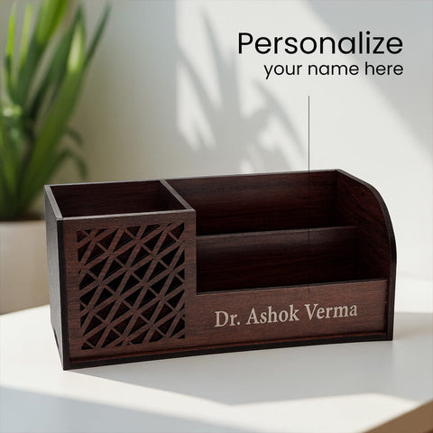 Personalized Wooden Desk Organizer
