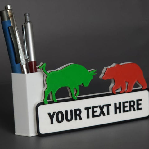 Bear And Bull Pen Stand | best gift for trader | gift for trading friends | stock market gifts