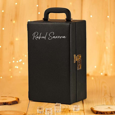 Customize Wine Set Box | Brown portable wine bar set | Leatger suitcase wine bar set | Groomsmen gift | Bar box