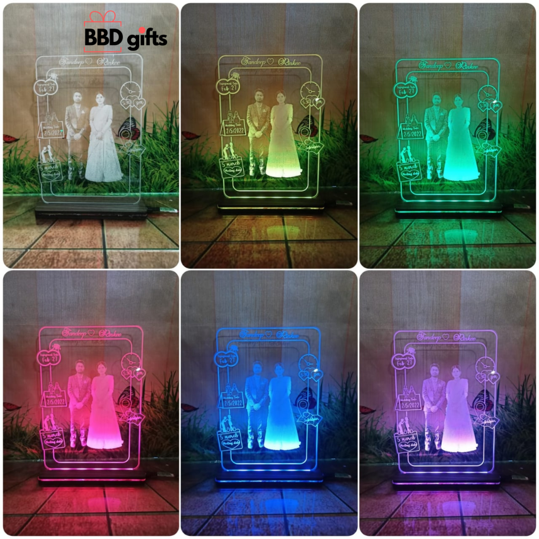 Customized Table Top With LED | Couple gifts | Anniversary gifts | Gifts for newly married | Couples gifts under 1000 rs - BBD GIFTS