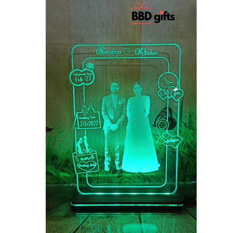 Customized Table Top With LED | Couple gifts | Anniversary gifts | Gifts for newly married | Couples gifts under 1000 rs - BBD GIFTS