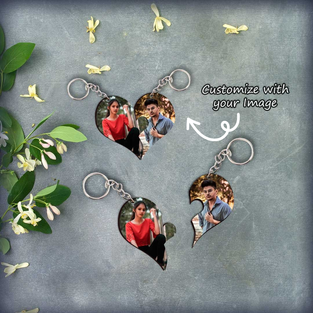 Personalized wooden couple keychain