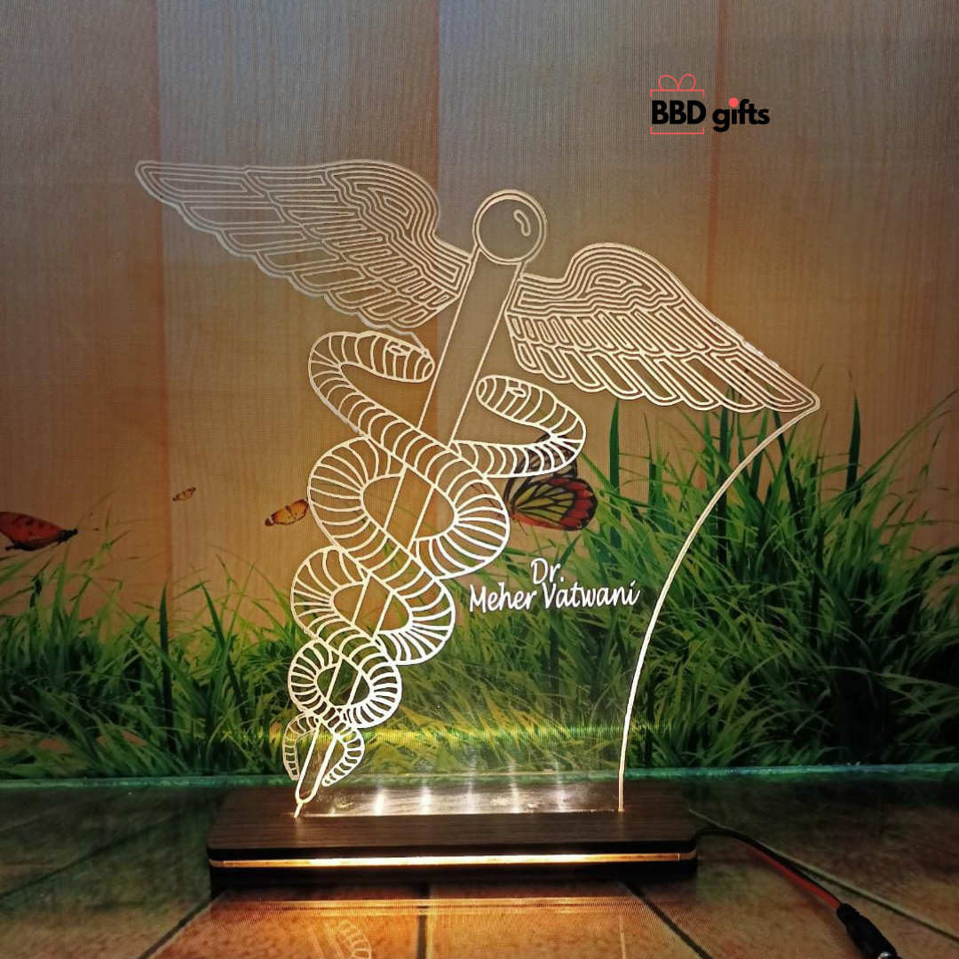 CUSTOMIZED ACRYLIC LED DESK LAMP WITH MEDICAL SIGN | best gift for doctor