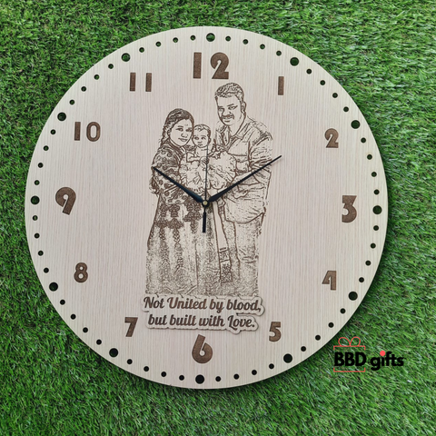 Customized Photo Engraved Wall Clock| custom made wall clock | Wall decors | Wall clocks | Wall clocks with pictures