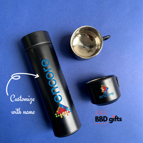 Customized Temperature Flask & Cup Set | Custom made bottle and cups | Temperature bottle set | water bottle combo under 1000rs  