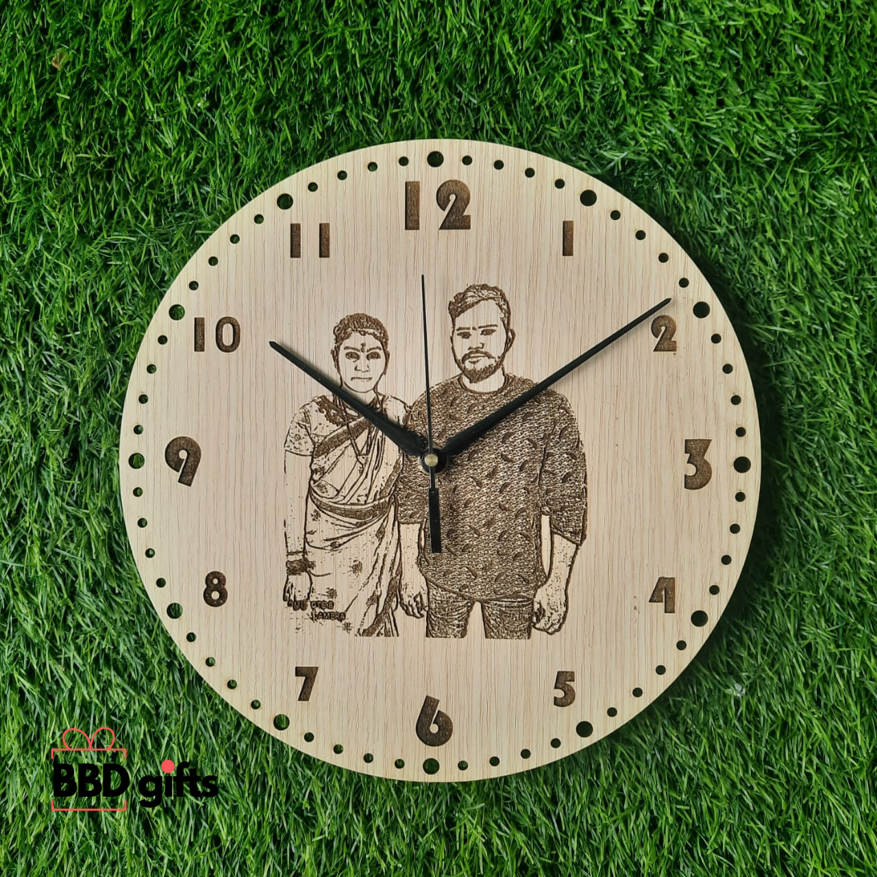 Customized Photo Engraved Wall Clock| custom made wall clock | Wall decors | Wall clocks | Wall clocks with pictures