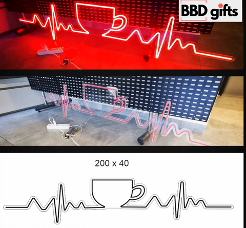 Coffee Cup Heartbeat Neon Light - BBD GIFTS