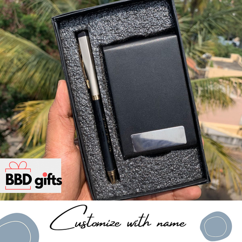 Customized Card Holder And Pen Set Combo