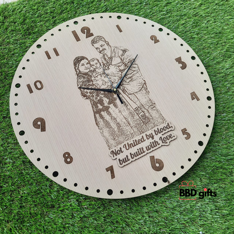 Customized Photo Engraved Wall Clock| custom made wall clock | Wall decors | Wall clocks | Wall clocks with pictures