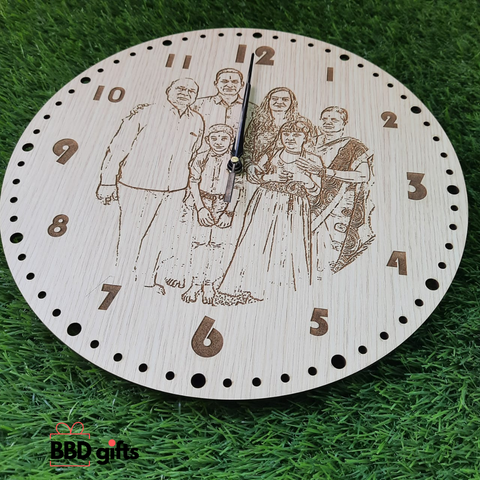 Customized Photo Engraved Wall Clock| custom made wall clock | Wall decors | Wall clocks | Wall clocks with pictures