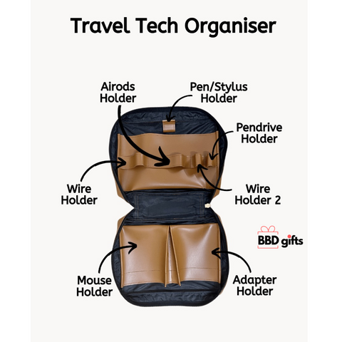 Personalised Travel Tech Organiser | Travel pouches | Organizers for travelling | best travel organizer | buy travel organizer under 1500 rs