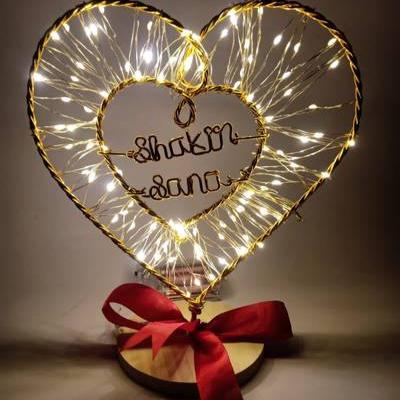 Wire art | Customized couple name led Wire name table top