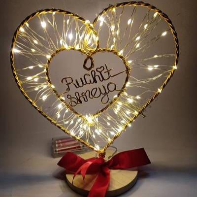 Wire art | Customized couple name led Wire name table top