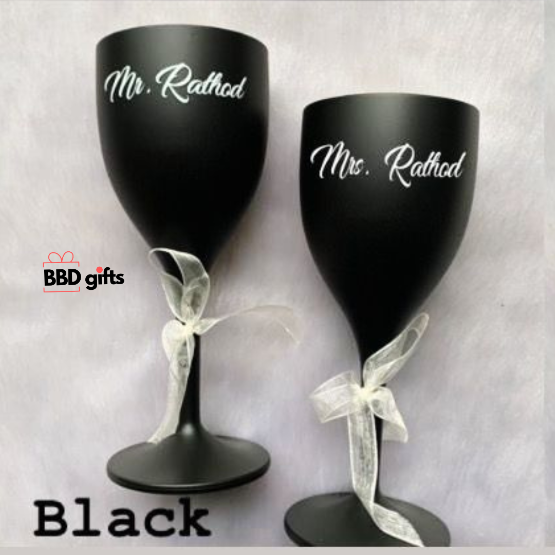 Customized Couple Wine Glasses | Wedding accesories | Wine glasses for couple | Wine glasses under 1500 rs | Best wine glasses